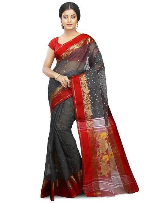 grey self design handloom saree with blouse - 20614064 -  Standard Image - 0