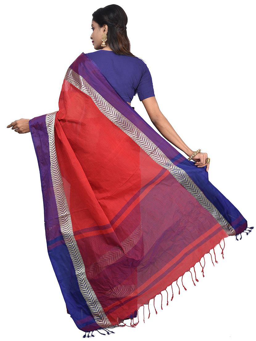 women solid plain saree with blouse - 20614082 - Standard Image - 1