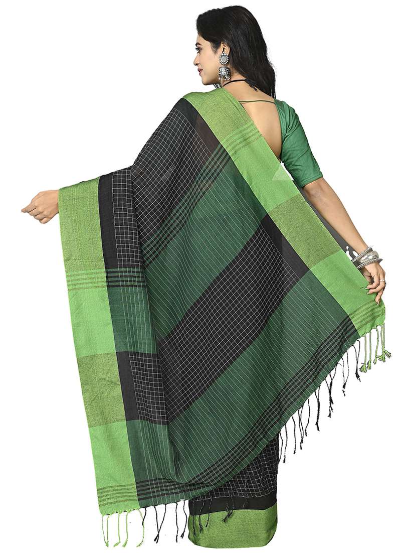 multi colored cotton blend handloom saree with blouse - 20614109 -  Standard Image - 1