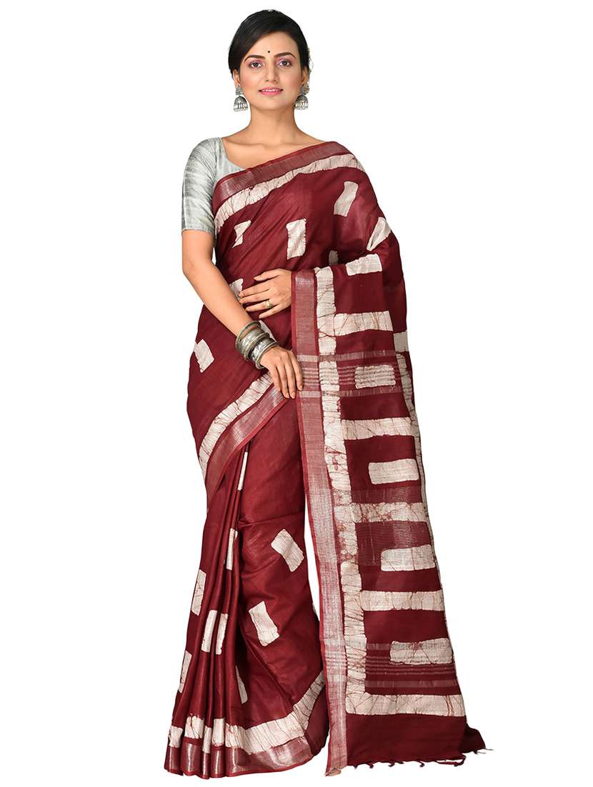 multi colored cotton blend handloom saree with blouse