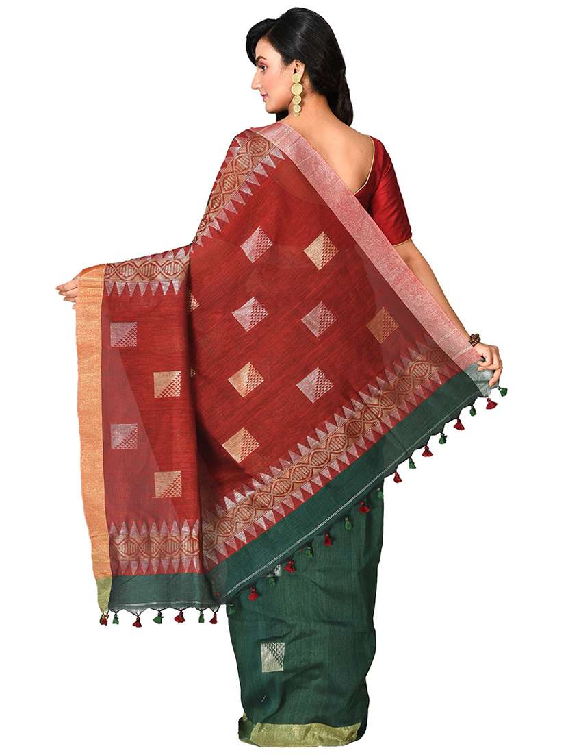 women's self design green colored saree with blouse - 20614145 -  Standard Image - 1