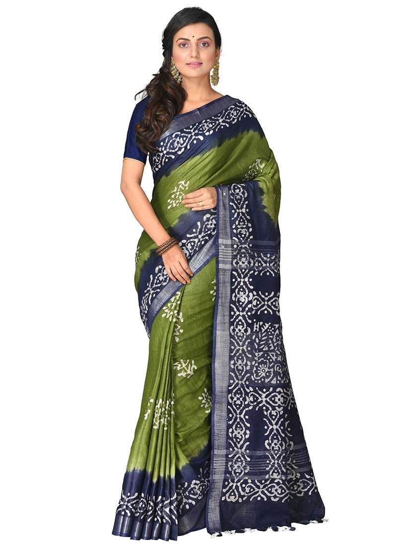 multi colored cotton blend handloom saree with blouse
