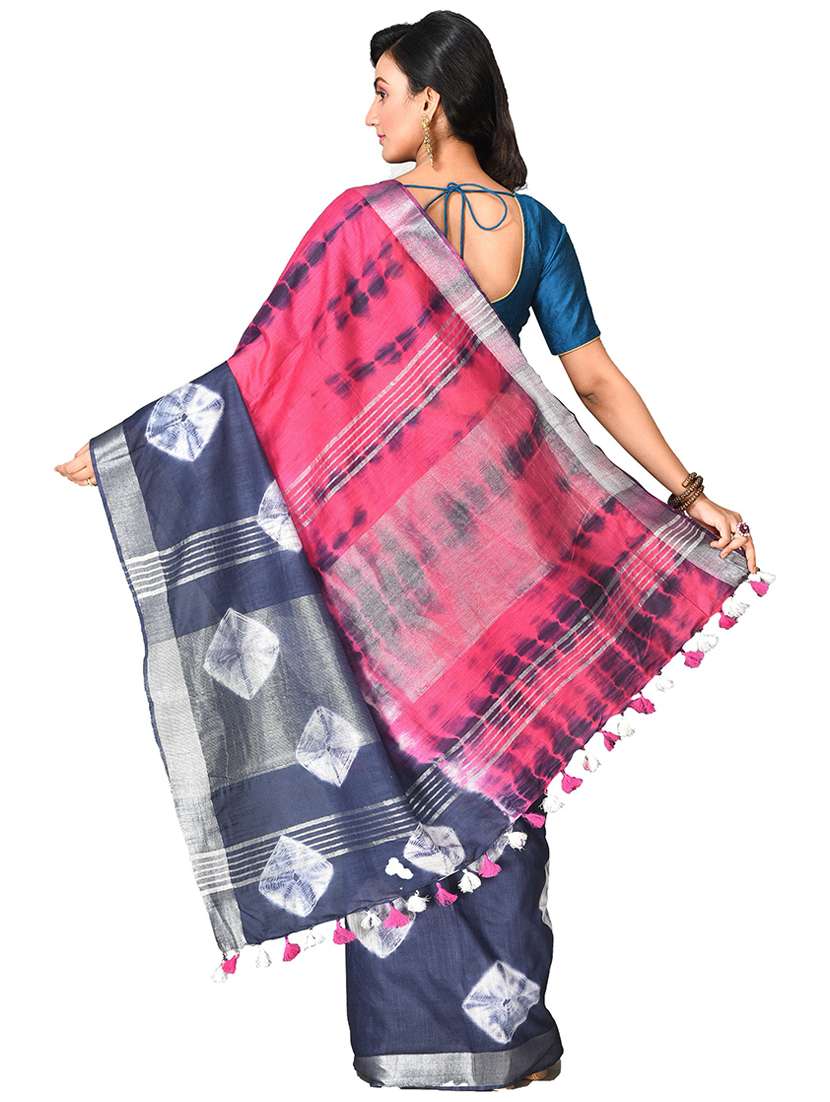 multi colored cotton blend handloom saree with blouse - 20614153 -  Standard Image - 1