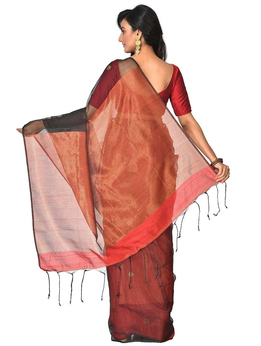 multi colored cotton blend handloom saree with blouse - 20614154 - Standard Image - 1