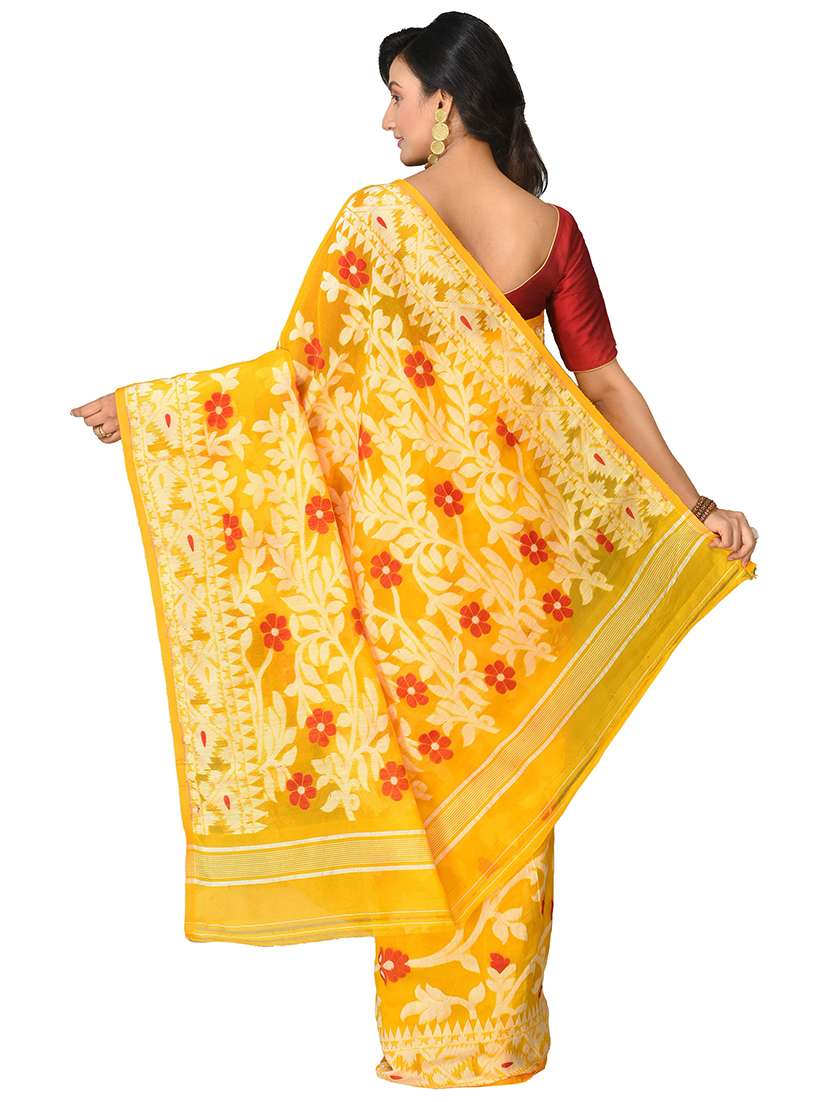 women's self design yellow colored saree with blouse - 20614155 - Standard Image - 1