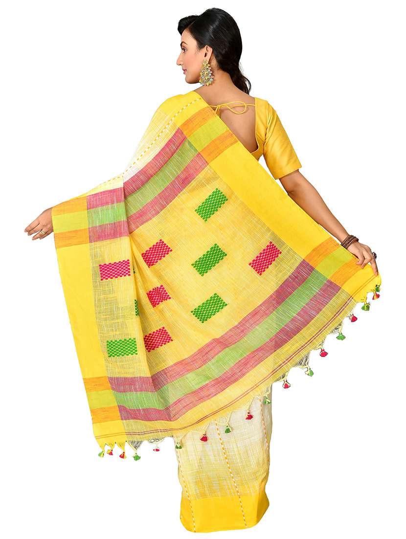 women's solid with work multi colored saree with blouse - 20614160 -  Standard Image - 1