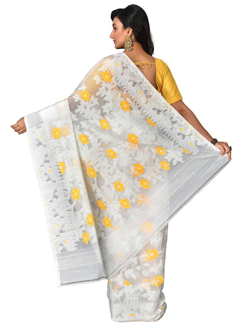 women's self design white colored saree with blouse - 20614163 -  Standard Image - 1