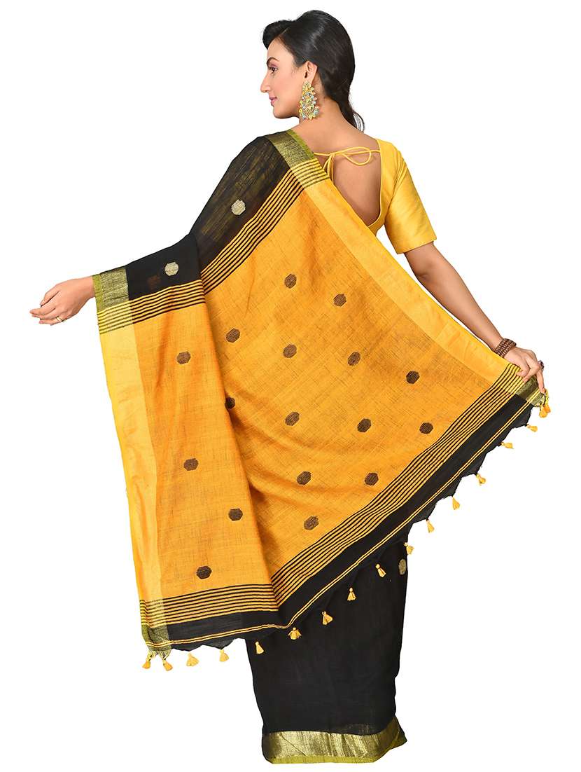 women's self design black colored saree with blouse - 20614166 -  Standard Image - 1