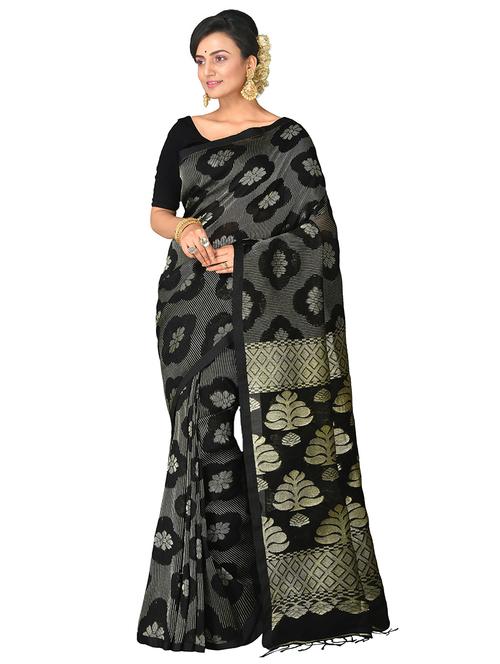 multi colored linen handloom saree with blouse - 20614171 -  Standard Image - 0