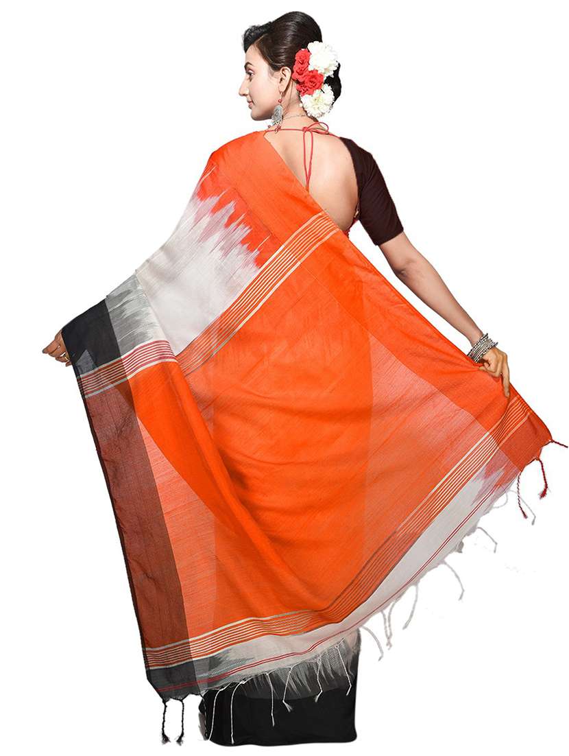 multi colored self design handloom saree with blouse - 20614185 - Standard Image - 1