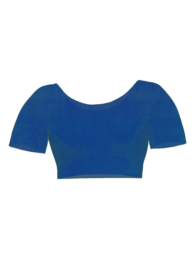 blue solid with work saree with blouse - 20614195 - Standard Image - 1