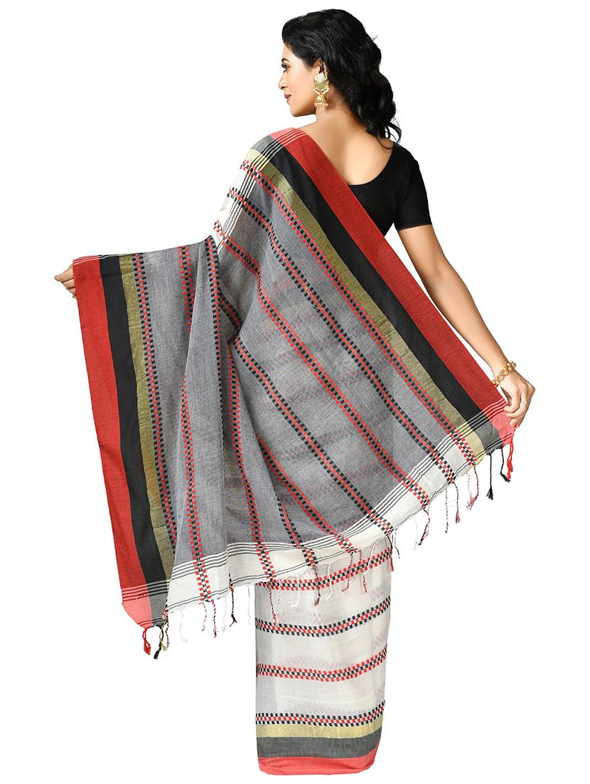 women multi color embroidered handloom saree with blouse - 20614202 -  Standard Image - 1