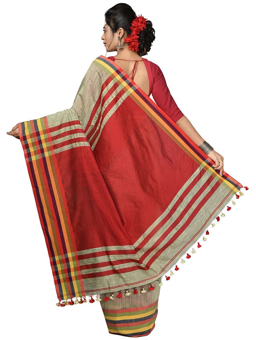 women green solid bordered saree with blouse - 20614231 - Standard Image - 1