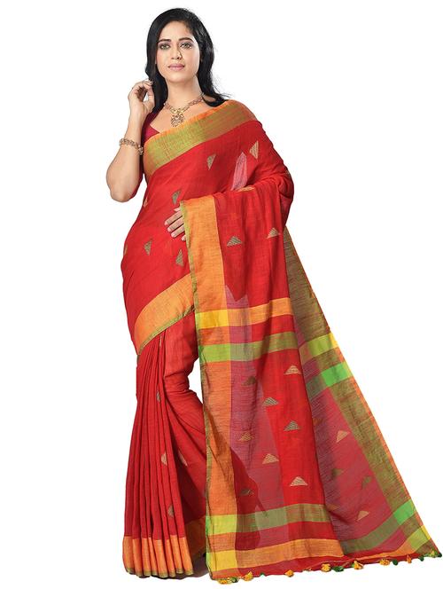 women's self design red colored saree with blouse - 20614236 - Standard Image - 0