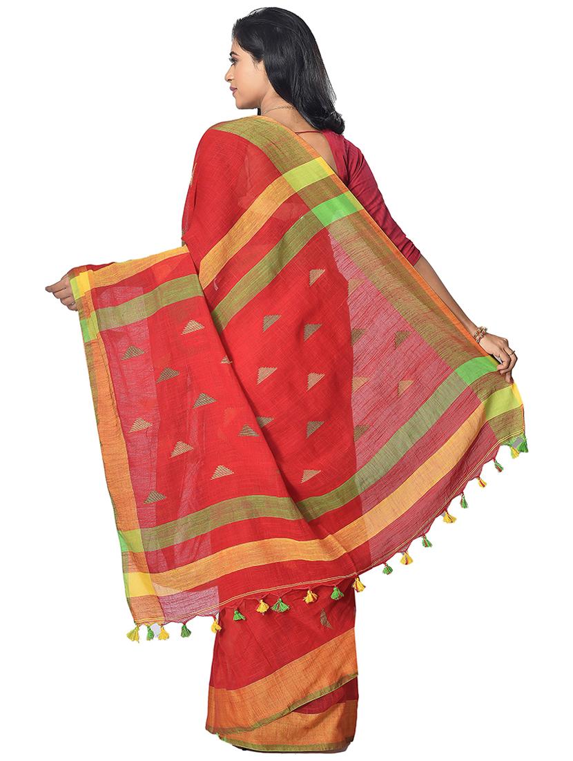 women's self design red colored saree with blouse - 20614236 - Standard Image - 1