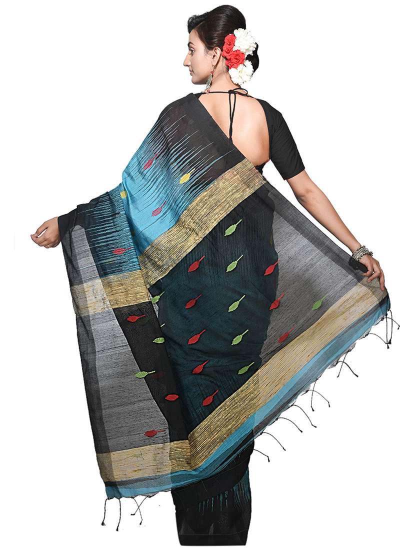 multi colored self design handloom saree with blouse - 20614241 -  Standard Image - 1