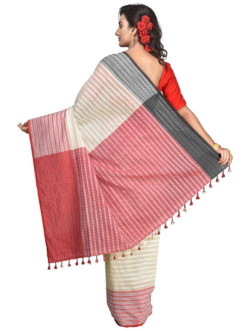 women multi color stripes handloom saree with blouse - 20614244 -  Standard Image - 1
