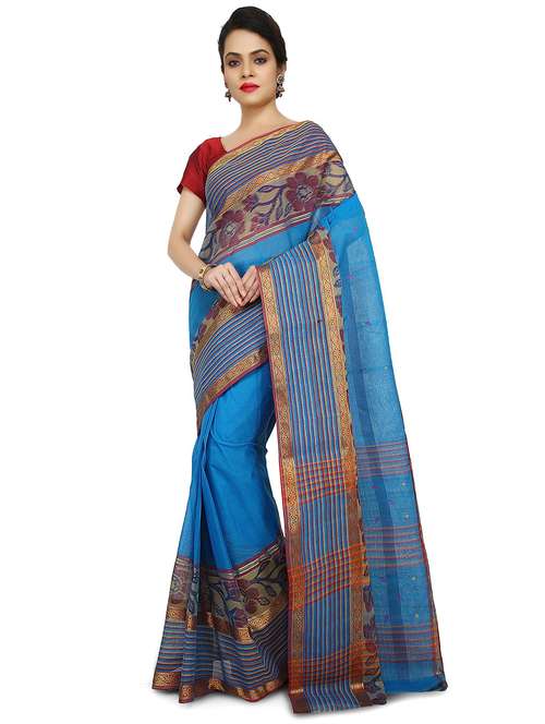 women's self design blue colored saree with blouse - 20614249 - Standard Image - 0