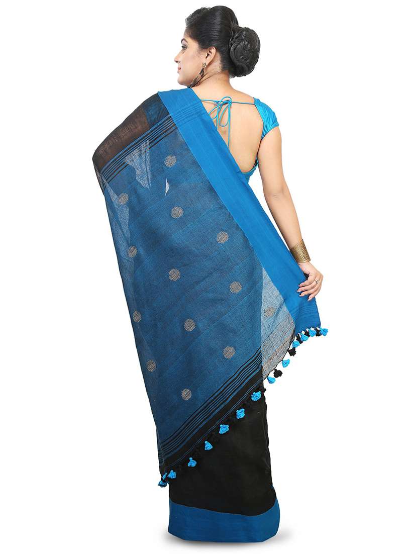 women black self design handloom saree with blouse - 20614263 -  Standard Image - 1