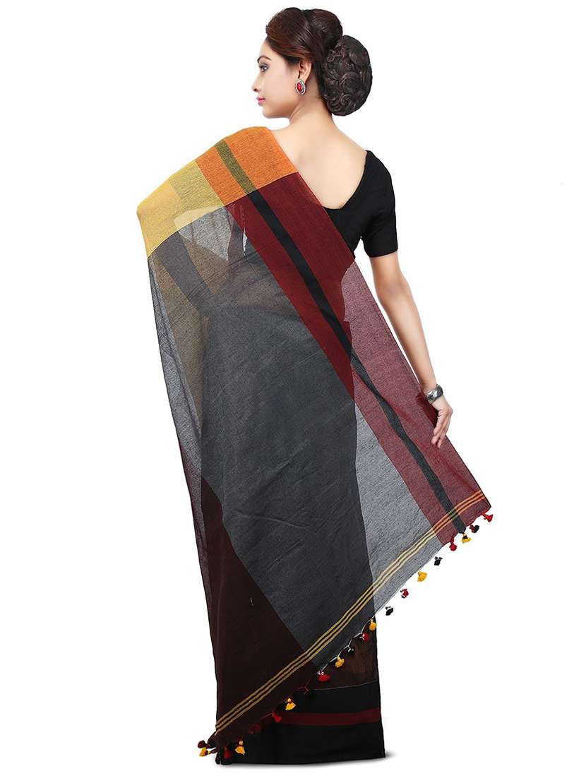 women multi color solid handloom saree with blouse - 20614275 - Standard Image - 1