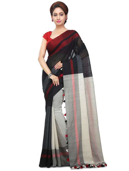 women's solid black colored saree with blouse - 20614277 - Standard Image - 0