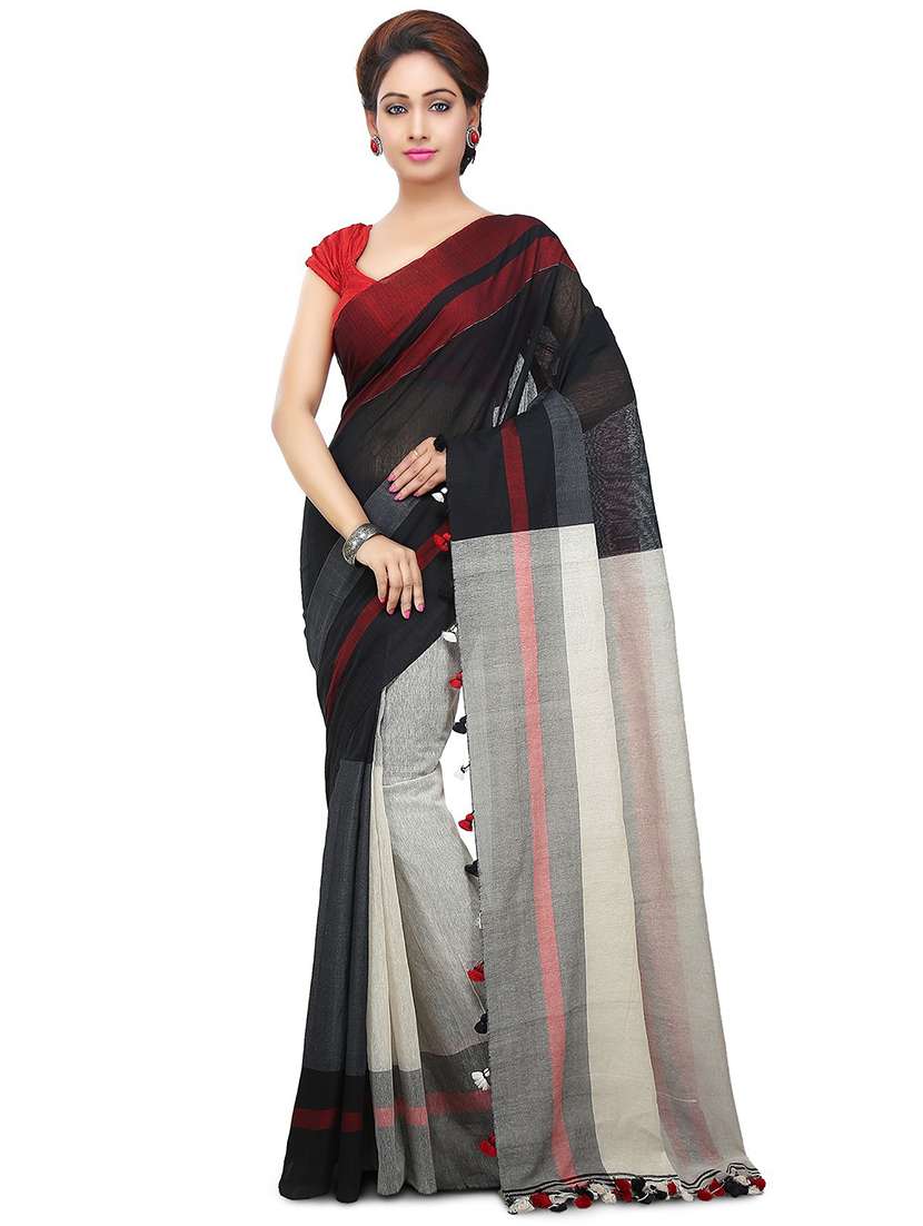 women's solid black colored saree with blouse - 20614277 - Zoom Image - 0