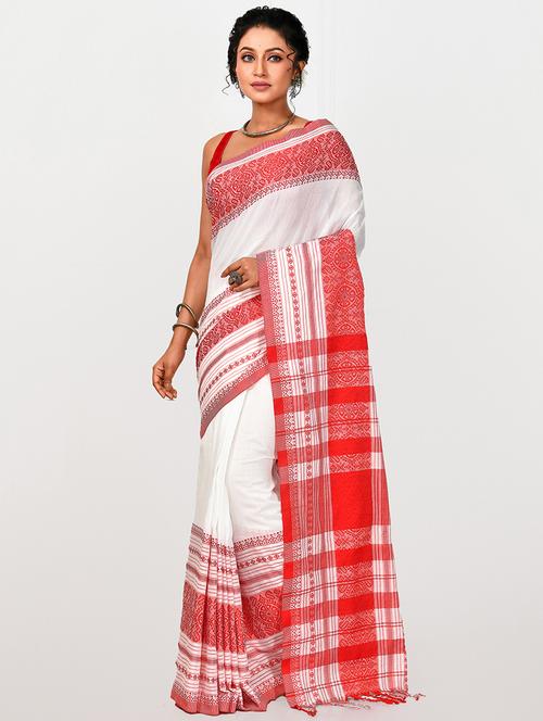 women's self design white colored saree with blouse - 20614314 - Standard Image - 0