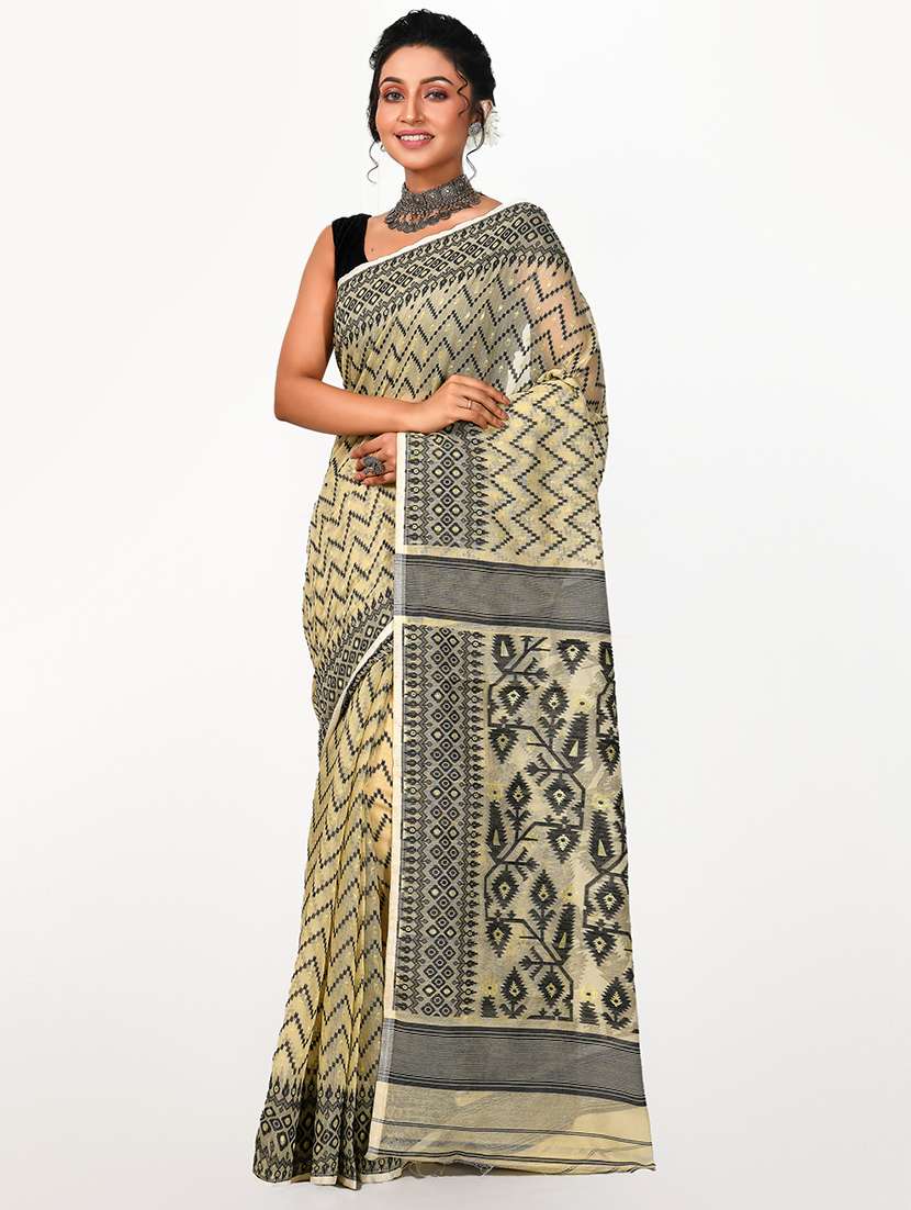 women's self design beige colored saree with blouse