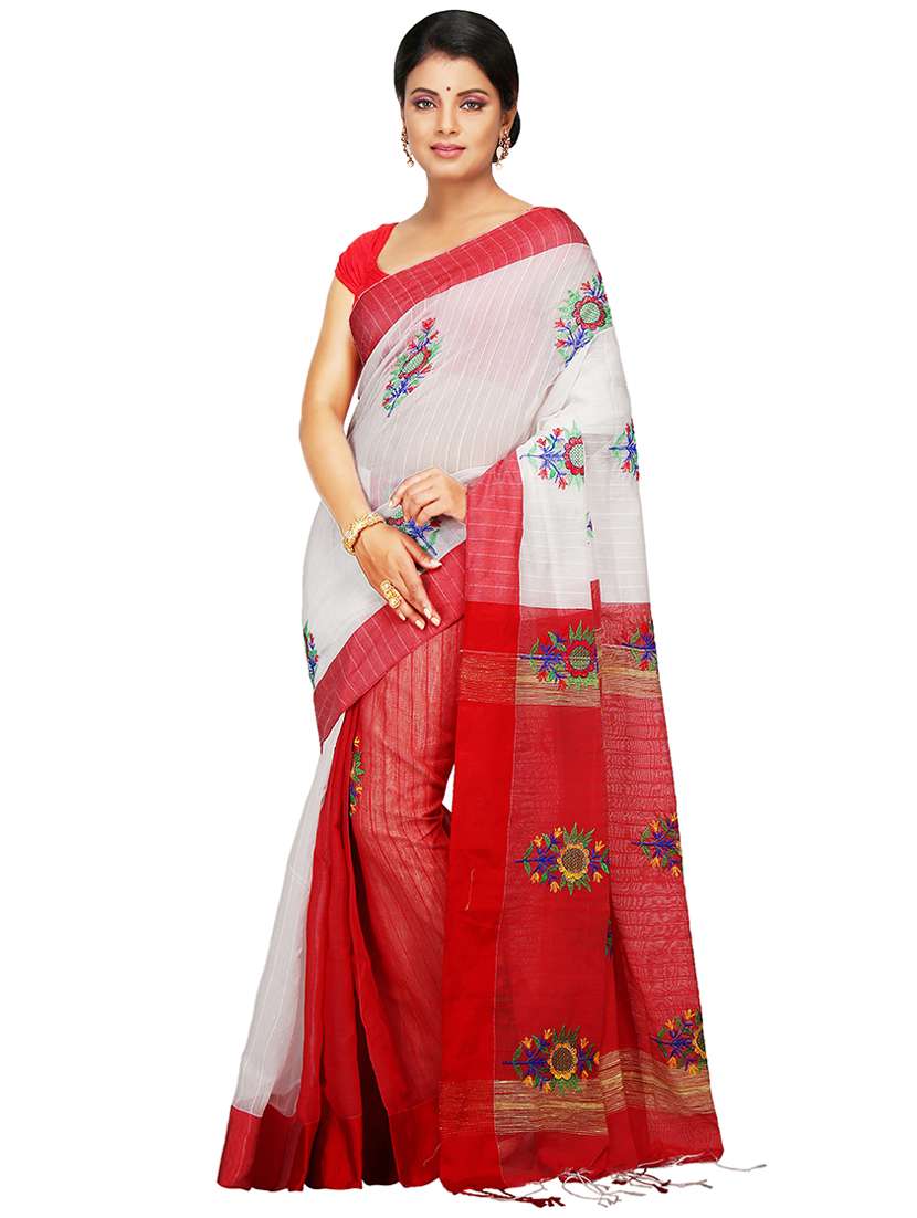 women's embroidered saree with blouse