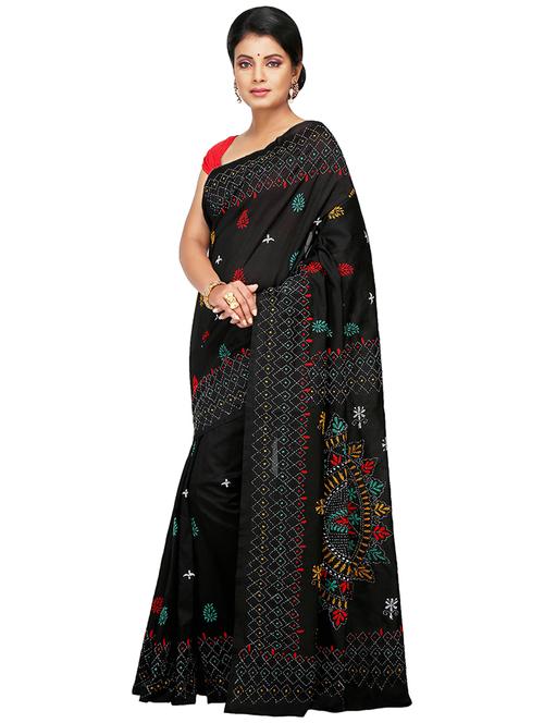 women black embroidered saree with blouse - 20614351 -  Standard Image - 0
