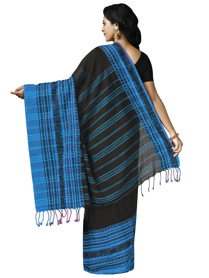 women's self design black colored saree with blouse - 20614374 -  Standard Image - 1