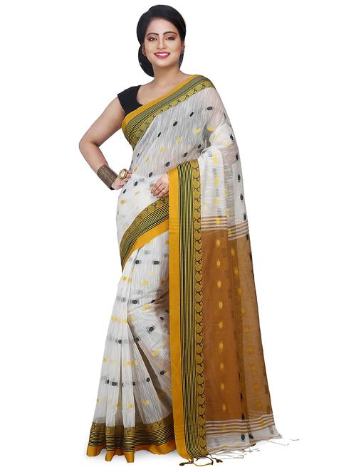 women white self design handloom saree with blouse - 20614380 - Standard Image - 0