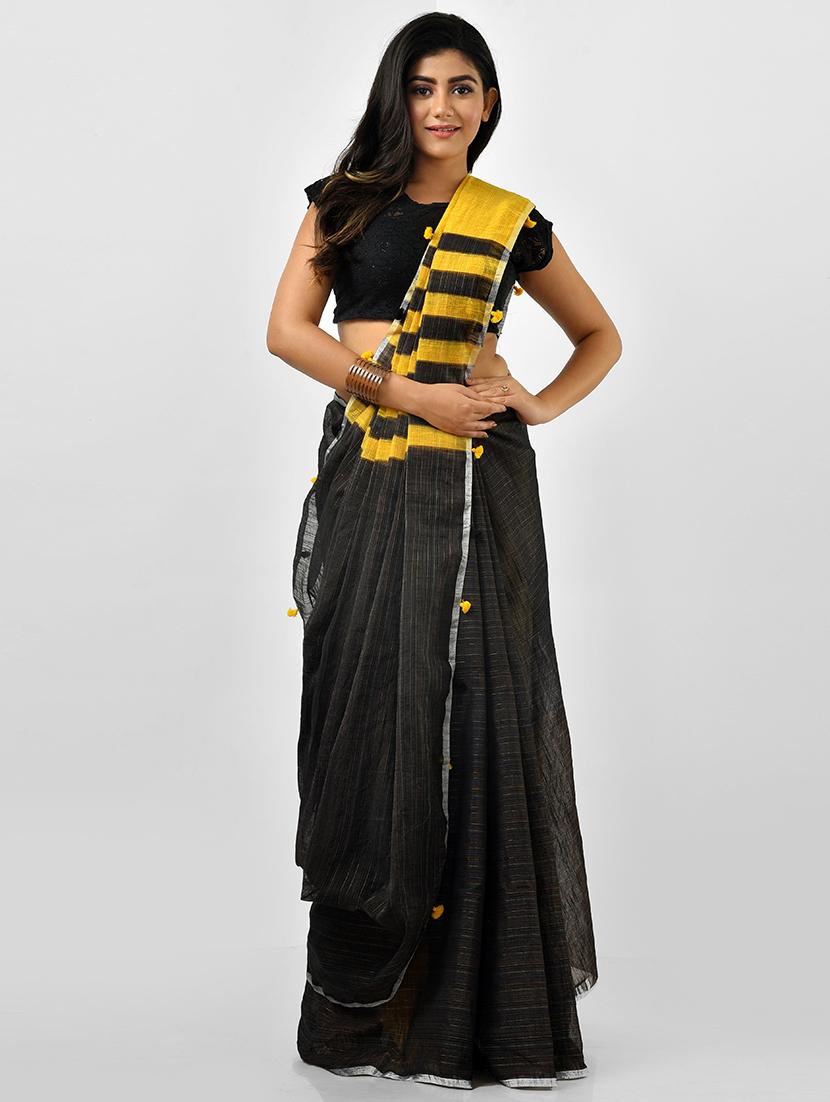 women's self design black colored saree with blouse - 20614382 - Zoom Image - 0