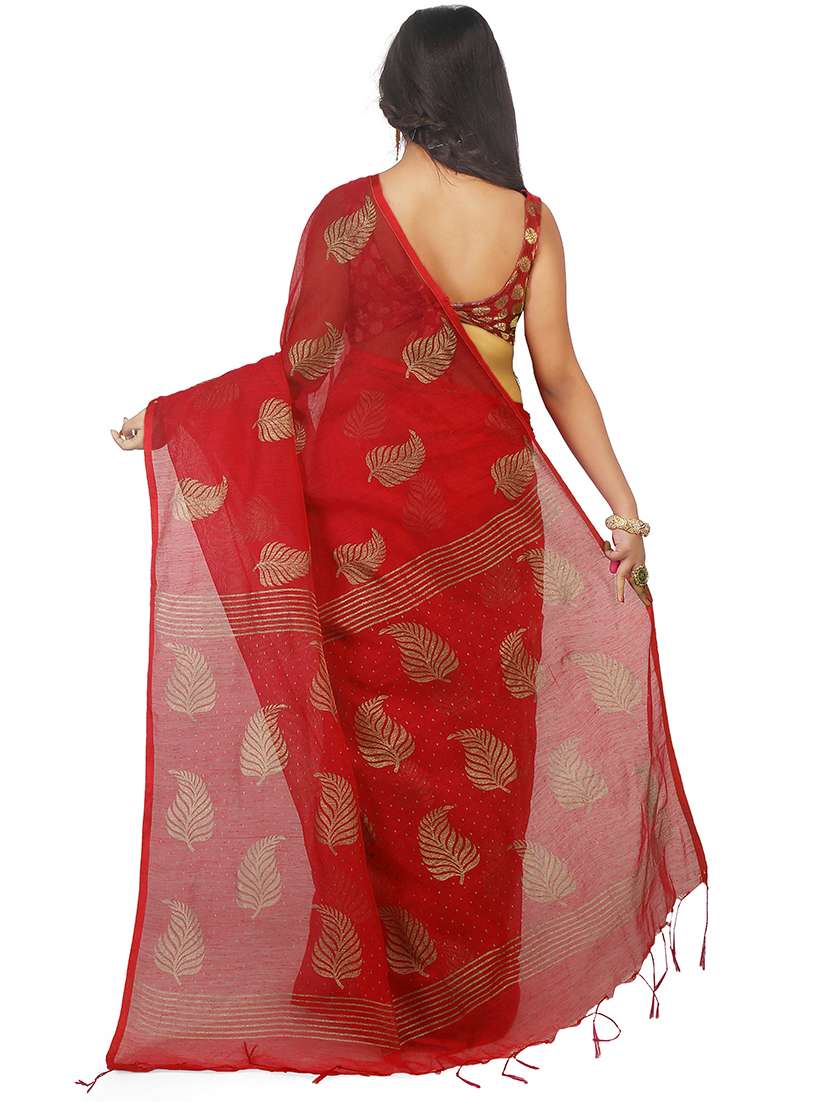 red printed saree with blouse - 20614392 -  Standard Image - 1
