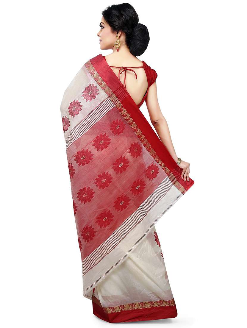 women's self design white colored saree - 20614438 -  Standard Image - 1