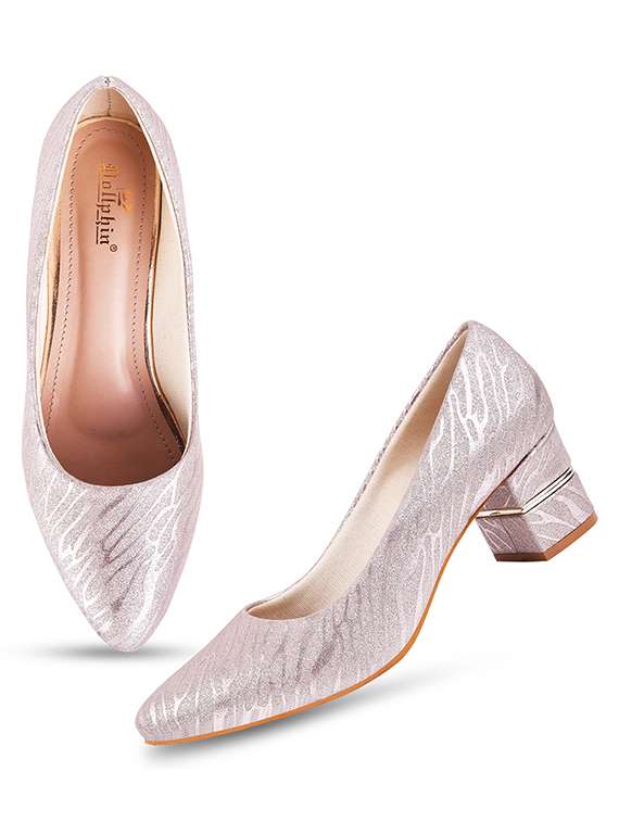 women sliver shimmery slip on pumps - 20614447 - Standard Image - 4