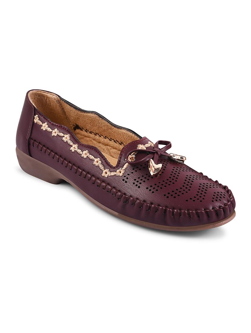 women burgundy slip on loafer - 20614457 -  Standard Image - 1