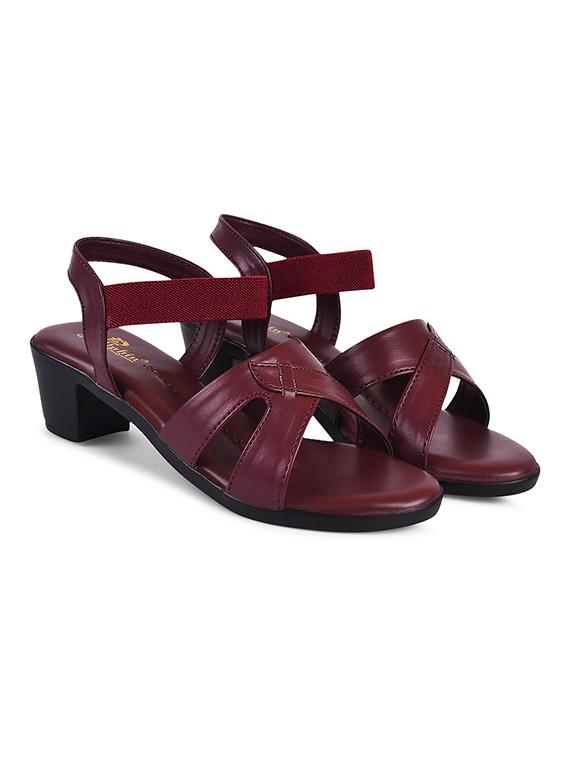 women burgundy ankle strap sandal - 20614471 - Standard Image - 1