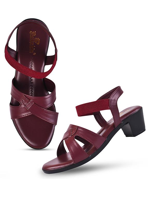 women burgundy ankle strap sandal - 20614471 - Standard Image - 4