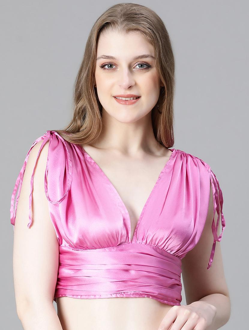 women solid sleeveles crop top - 20615203 -  Zoom Image - 0
