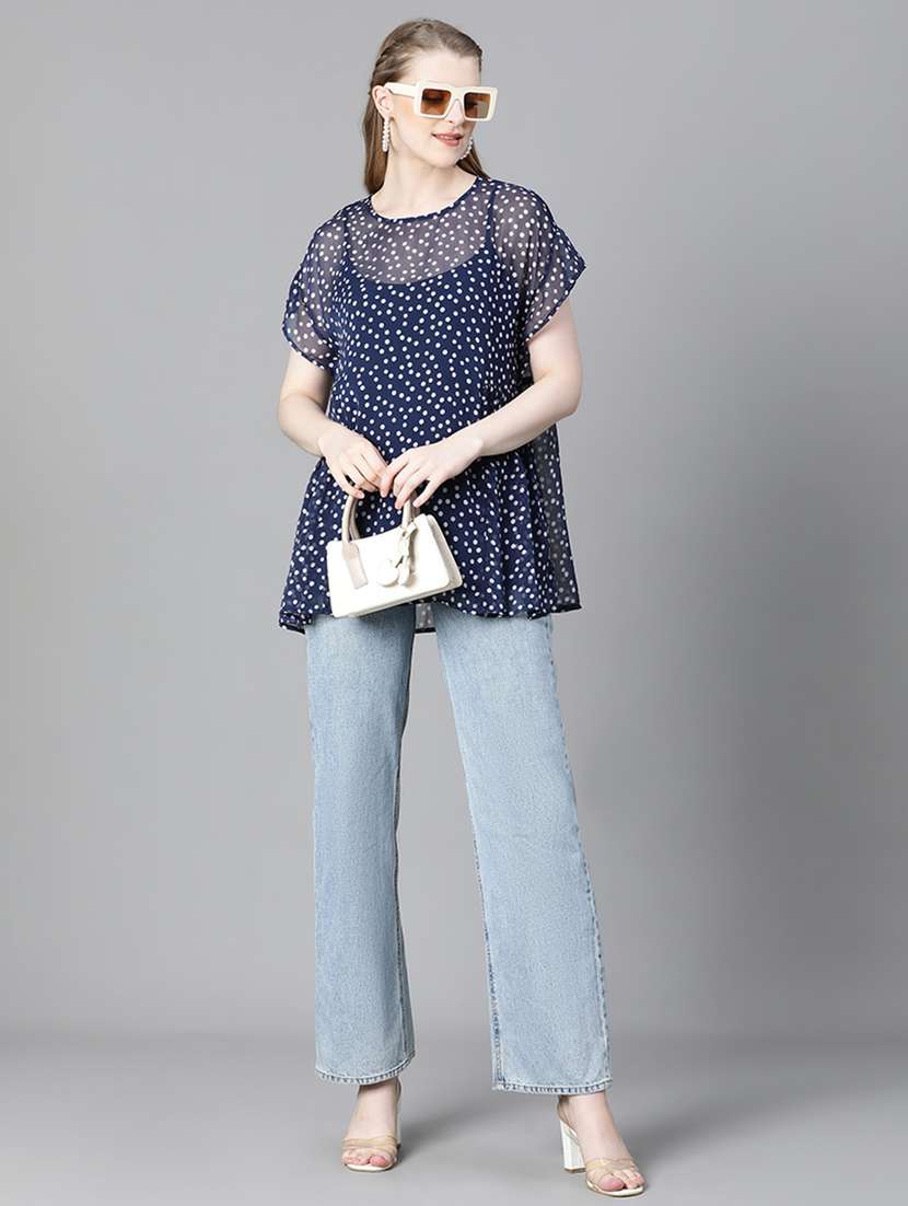 women polka doted long top - 20615235 - Standard Image - 4