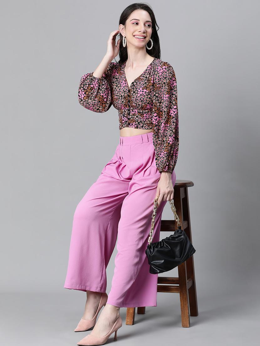 women floral print bishop sleeves top - 20615239 - Standard Image - 4