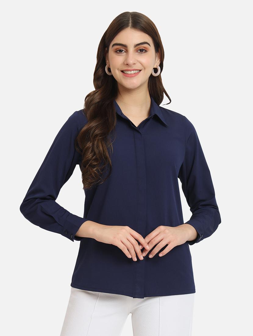 women solid color formal shirt - 20615259 -  Zoom Image - 0