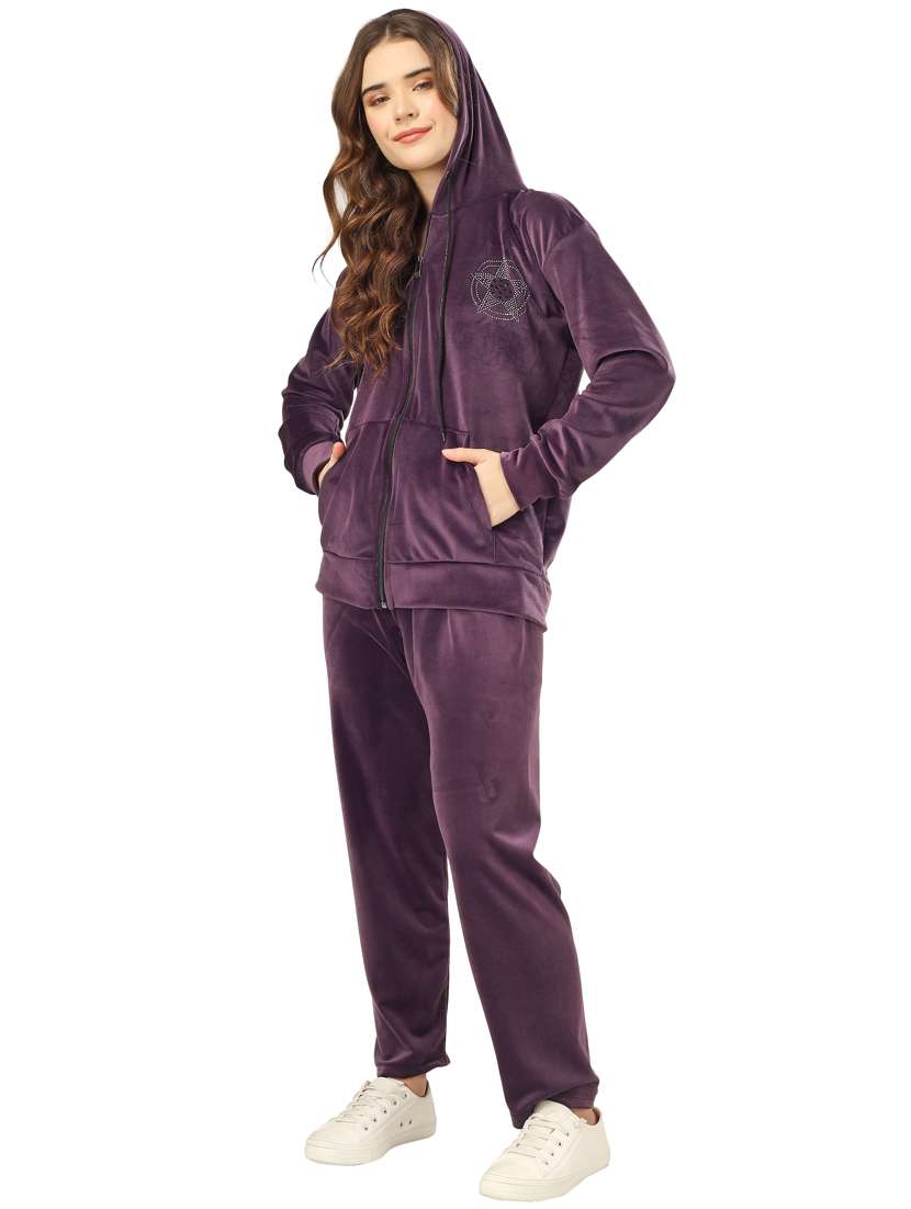 purple velvet embellished sweatshirt - 20616031 -  Standard Image - 1