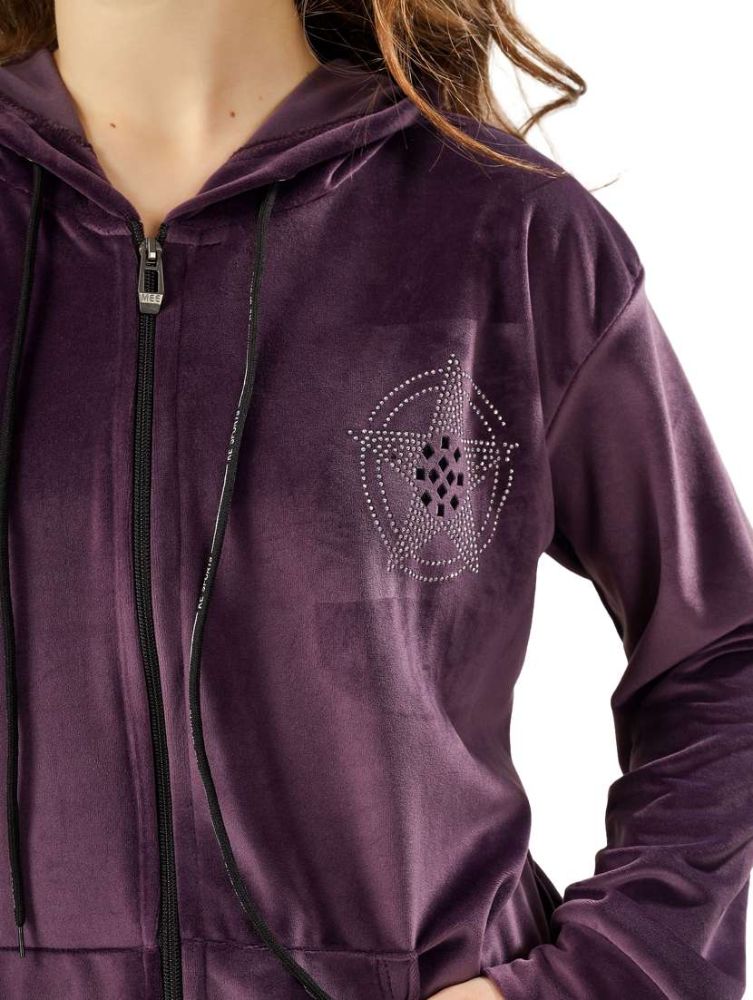 purple velvet embellished sweatshirt - 20616031 -  Standard Image - 4