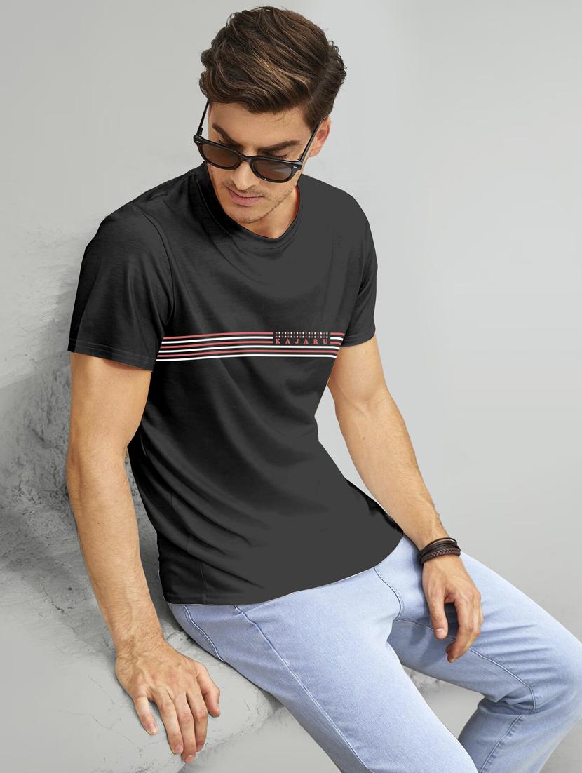 men chest print crew neck t-shirt - 20616565 -  Standard Image - 1