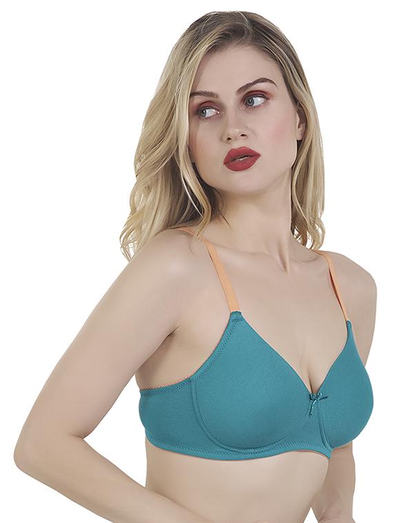 teal cotton blend tshirt bra - 20616619 - Standard Image - 1