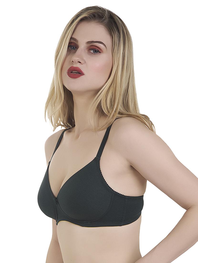 bottle green cotton blend t-shirt bra - 20616623 - Standard Image - 1