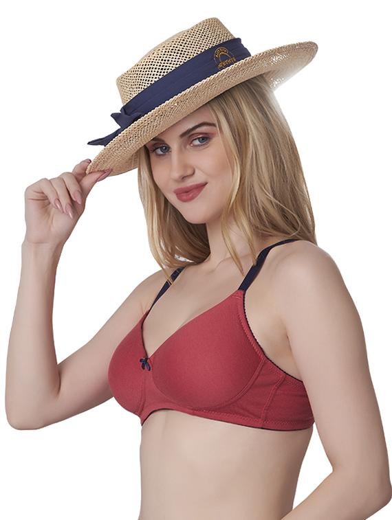 rust cotton blend tshirt bra - 20616624 - Standard Image - 1