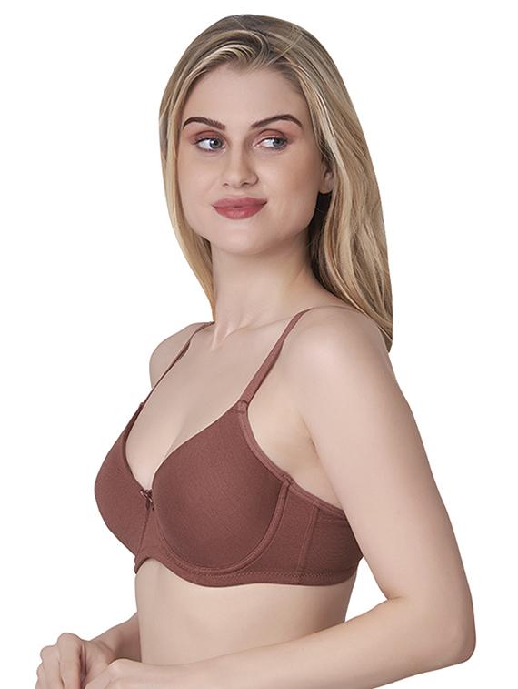 brown cotton blend push up bra - 20616629 - Standard Image - 1